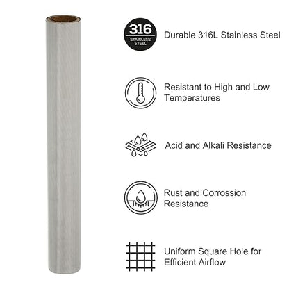 PATIKIL 40" L x 10" W Woven Wire Mesh, 500 Mesh 316L Stainless Steel Air Vent Filter Screen for Window Security Vent Cover Filtration Animals Fence
