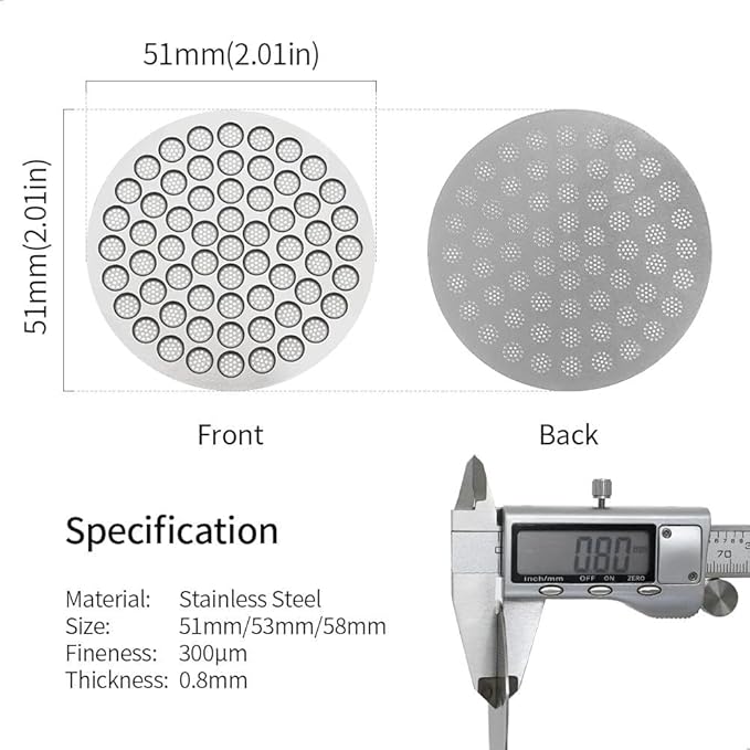 watchget 51mm Espresso Puck Screen Reusable Mesh Coffee Filter 0.8mm Thickness Puck Screen Stainless Steel Lower Shower Screen for 51mm Protafilter Basket