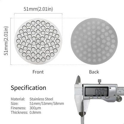 watchget 51mm Espresso Puck Screen Reusable Mesh Coffee Filter 0.8mm Thickness Puck Screen Stainless Steel Lower Shower Screen for 51mm Protafilter Basket