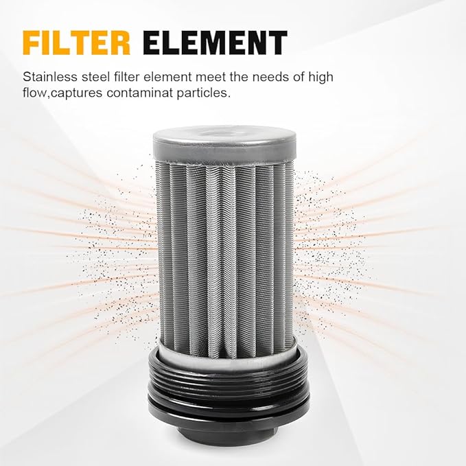 BARTOO Universal 50MM 100 Micron Inline Fuel Filter with 6AN 8AN 10AN Adapter For Filtering Gasoline, Diesel, E85-Black