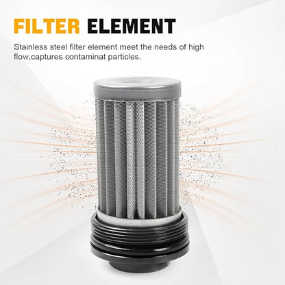 BARTOO Universal 50MM 100 Micron Inline Fuel Filter with 6AN 8AN 10AN Adapter For Filtering Gasoline, Diesel, E85-Black