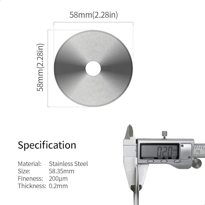 watchget 58.35mm Espresso Puck Screen - 0.2mm Ultra Thin Espresso Filter with Round Hole - Lower Shower Screen - Metal Reusable Coffee Filter for Portafilter Basket 58mm - Puck Screen