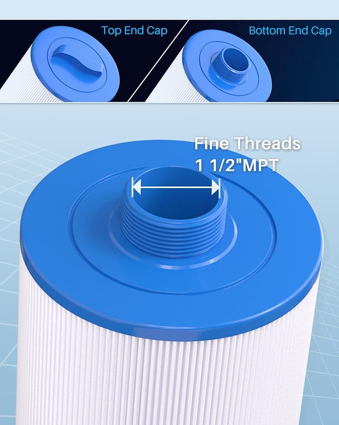 POOLPURE Replacement Filter for PMAX50P4, Unicel 5CH-35,Filbur FC-0300, Baleen AK-90109, Excel Filters XLS-526, Darlly 50353, Pure N Clean PC-0300, SD-00780, SD-00650 Filter Cartridge（1 1/2" MPT） (2)