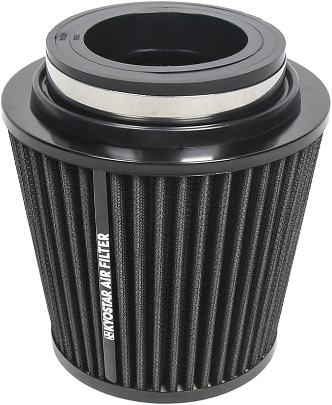 KYOSTAR Universal 3/3.5/4" (75/89/100mm) High-Flow Air Filter, Reusable Cone Cold Air Intake, High Performance, Clamp-On Car High Flow Air Kit, Flange Diameter: 3/3.5/4 Inch, Height: 6.2 Inch, Black