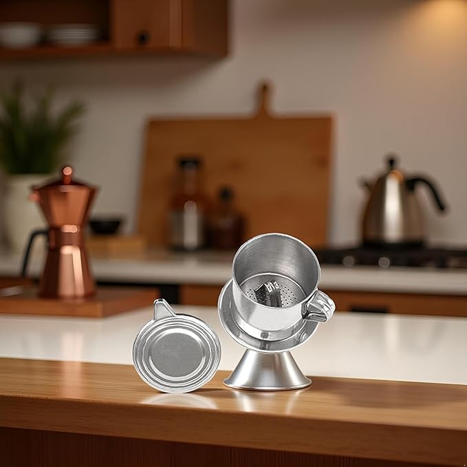 2 Sets Vietnamese Coffee Filter Stainless Steel Coffee Pot Drip Infuse Cup Brewing Teapot No Need Paper Drip Coffee Pot Machine Filter Attractive processing