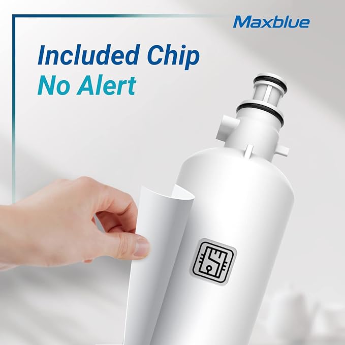 Maxblue Replacement for GE® RPWFE®, RPWF (with CHIP) Refrigerator Water Filter, Compatible with WSG-4, WF277, GFE28GMKES, PFE28KBLTS, GFD28GSLSS, PWE23KSKSS, GYE22HMKES, DFE28JSKSS, 4 Filters
