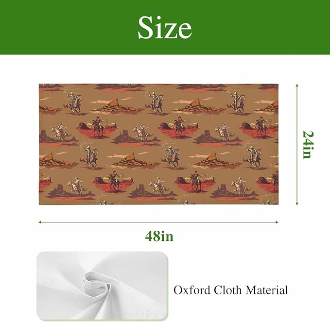 Cowboys Horses 3 Pcs Fluorescent Light Covers 4 x 2 Feet, Desert Ethnic Winds Brown Background Covers for Ceiling Lights Magnetic Light Cloth Filter for Classroom Office Home