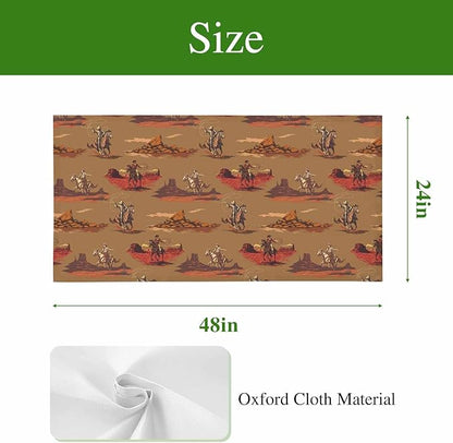 Cowboys Horses 3 Pcs Fluorescent Light Covers 4 x 2 Feet, Desert Ethnic Winds Brown Background Covers for Ceiling Lights Magnetic Light Cloth Filter for Classroom Office Home
