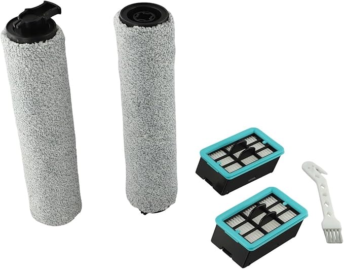 Replacement Brush Roller And Filters For Bissell For CrossWave 3831 HF2 3845 3847 3848 Floor Scrubber Wet and Dry Vacuum Cleaner Accessories, 2 Roller brush + 2 Filters + 1 Cleaning brush
