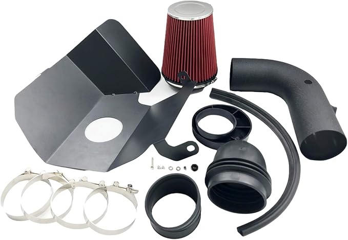 4 Inch Intake Pipe Perfit Formance Cold Air Intake Induction Kit with Filter 2003 2004 2005 2006 2007 Fit for Dodge Ram 2500 3500 5.9L L6 Turbo Diesel (Black Tube & Red Filter)