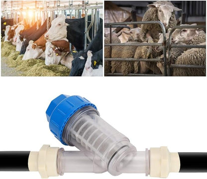 Poultry Water Line Strainer | Farm Water Treatment System for Chickens/Ducks/Livestock | Replaceable Screen Sheet Purifies Water Supply | 29x19x9cm Plastic Strainer