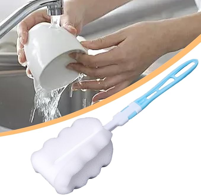 360° Rotatable Head Soft Bottle Brush - Foam Bottle Brush | Non-Scratch Washing Scrubber Cleaner | Foam Brush for Tumblers | Bottle Soft Brush | Baby Bottle Sponge Brush | Easy Clean Sponge Brush