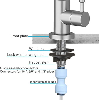 Kitchen Sink Faucet with Pull - Down Sprayer, 2 - Handle 3 - in - 1 Kitchen Sink Filter Faucet, Cold and Hot Mixer Drinking Water Faucet (Filter Faucet, Brushed Nickel)