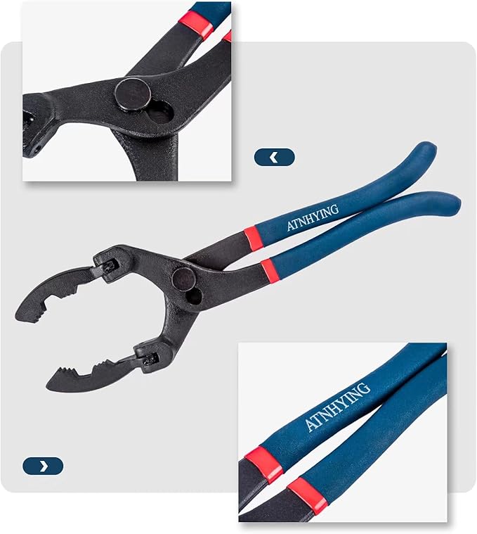 13-Inch Oil Filter Wrench with 90 Degree Swivel, Adjustable Oil Filter Pliers, Universal Removal Remover, for Engine Filters, Conduit, Fittings