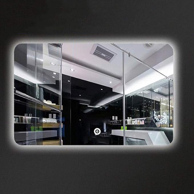 Wall Mirror Waterproof LED Bathroom Mirror Shaing Mirror anity Mirror with White Light Touch Control Demister Pad (Horizontal 600 * 800mm) (Horizontal 600 * 800mm)