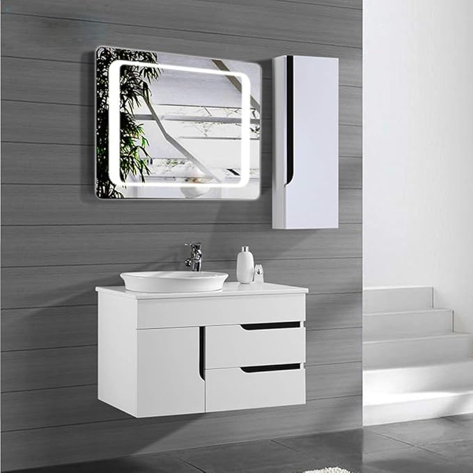 LED Bathroom Mirror with Lights Sensor Switch Illuminated Bathroom Mirror with Demister Pad for Makeup Cosmetic Shaving…