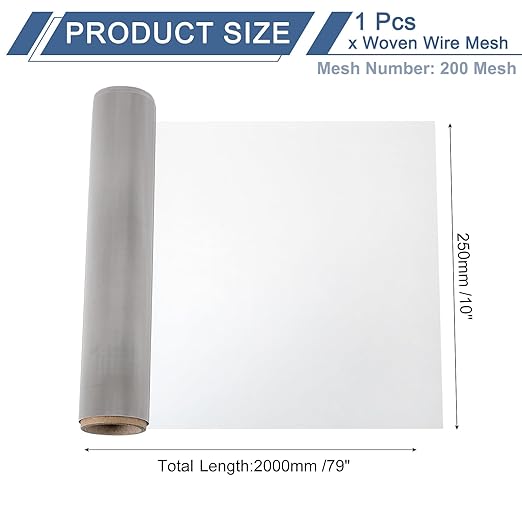 uxcell 200 Mesh 79" x 10" Woven Wire Mesh, 316 Stainless Steel Air Vent Filter Screen, Window Screen Mesh for DIY Projects Vents Cover Filtration Animals Fence