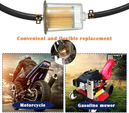4PCS 5/16" Universal Fuel Filters with 8PCS 14mm Hose Clamps Gas Inline Fuel Filter Replacement for Motorcycles, Cars, Trucks HE007
