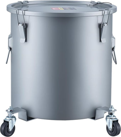 VEVOR 10 Gallon Fryer Grease Bucket, Oil Disposal Bucket Caddy on Wheels, Rust-proof Coated Carbon Steel Fryer Oil Transport Container with Filter Bag, Lid & Lock Clips for Cooking Oil Filtering