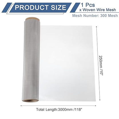 uxcell 300 Mesh 118" x 10" Woven Wire Mesh, 316 Stainless Steel Air Vent Filter Screen, Window Screen Mesh for DIY Projects Vents Cover Filtration Animals Fence