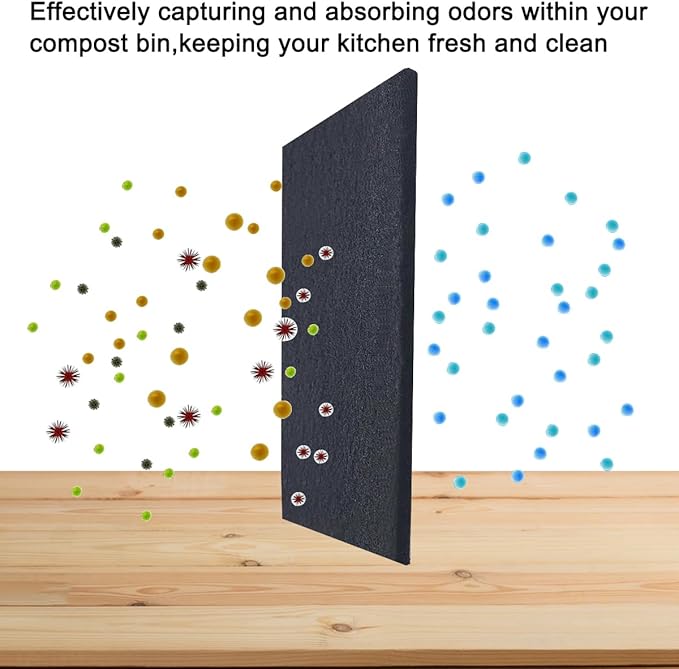 6.7inch & 5inch Charcoal Filters for Kitchen Compost Bucket, Compost Filter for Countertop Bin,Compost Pail Replacement Activated Carbon Charcoal Filters, Round& Rectangle