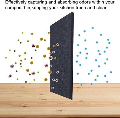 4 Pack 5inch Charcoal Filters for Kitchen Compost Bin, Compost Filters for Countertop Bin Pail Replacement, Activated Charcoal Home Bucket Refill Sets, Square