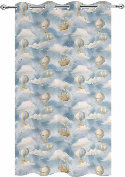 Hot Air Balloons Outdoor Curtains for Patio Fantasy Spaceship Cartoon Vintage Waterproof Outside Curtains with Grommet Top Weatherproof Curtain for Cabana Pergola Gazebo, 1 Panel, 54" W x 108" L