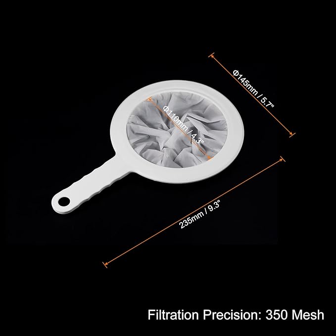 PATIKIL 9"x6" Food Filter Strainer, 350 Mesh, White, Polypropylene, Nylon