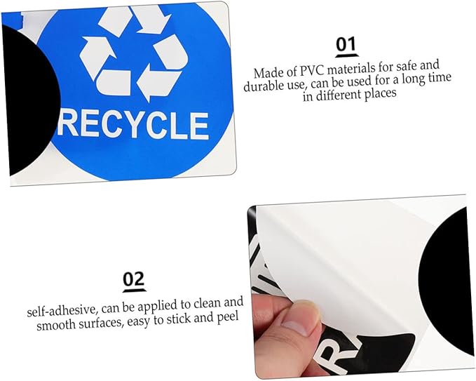 8pcs Trash Sorting Decals Self-Adhesive Waste Container Stickers for Recycling Labels for Easy Waste Classification Black Blue