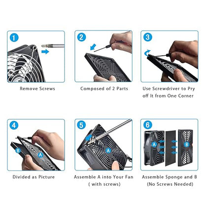 ELUTENG 80mm Fan Filter 2 Pack Ventilation Grill Cover IP40 Dustproof Cool Computer Ventilator Guard with Screwdrivers Dust Filter Kit for 8cm Cooling Fan Compatible for 80x80 Case Fan USB Cooling Fan