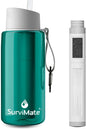SurviMate 5-Stage 0.01μm Ultra-Filtration Filtered Water Bottle, BPA-Free Material, NSF/ANSI 42&372 Certified, Portable Water Filter Bottle for Survival, Camping, Hiking, and Emergency Use