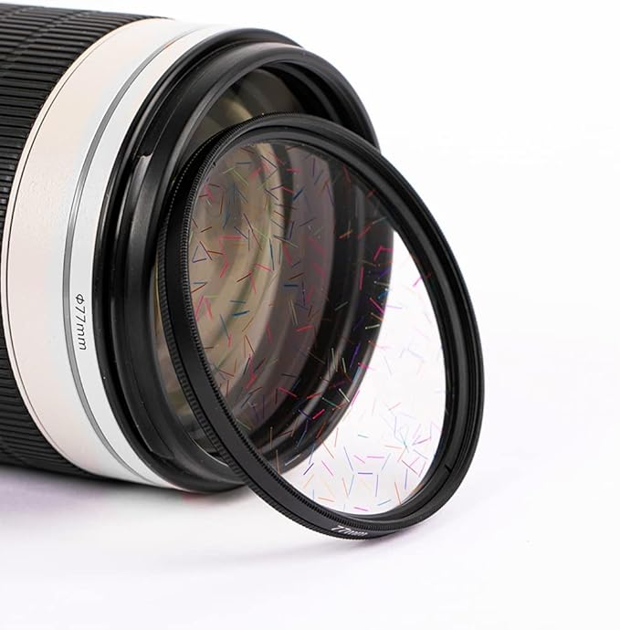 Prism Lens Filter 77 mm Starlight Glare Filter Anamorphic Lens Flare Effect Filter Film Props (Rainbow ray Flares)