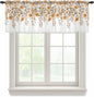 Spring Summer Flowers Sheer Valance Curtains, Vintage Watercolor Orange Floral Leaf Plant Light Filtering Kitchen Valances Rod Pocket Voile Curtain Treatment for Bedroom/Living Room/Basement 42Wx18L