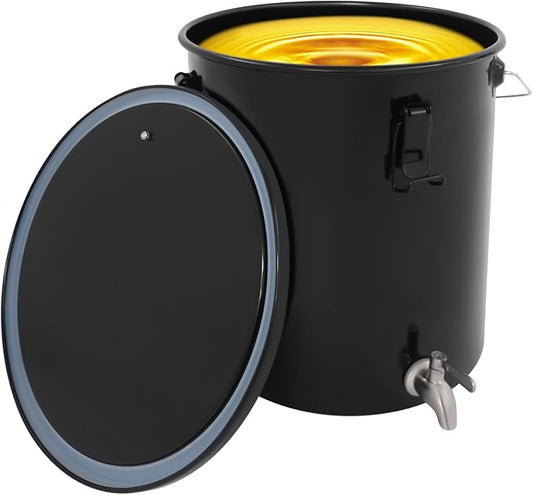 Fryer Oil Container With Filter,6 Gallon Bucket With Lid, Strainer Bag, Faucet and Handle, Carbon Steel Oil Grease Disposal Container For Deep Fryer Oil Filtering/Storage