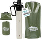 Tactiko Survival 20oz/600ml Purifying Water Bottle Filter Kit - Filter 265 Gal. Water from Rivers, Lakes & Streams - SGS Certified - UF Membrane, Activated Carbon - Camping, Hiking, Emergency (Green)