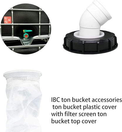 IBC Lid Filter 165 mm 45° Ton Barrel Cover with Nylon Washable IBC Tank Lid Filter for mounting on IBC Container Rainwater Tank IBC 1000 Liters DN150