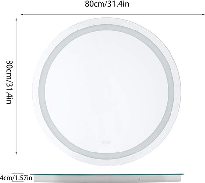 Illuminated Bathroom Mirror 800 x 800 MM Round LED Wall Mounted Vanity Mirror with Touch Sensor and Demister Pad Anti -Fog Makeup Mirror for Home Hotel IP44 Rated