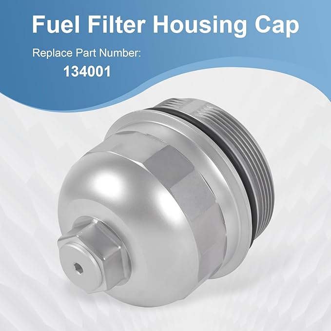 Fuel Filter Housing Cap 134001 Replacement for Chevy Cruze Silverado 2500HD 3500HD Replacement for GMC Sierra 2500HD 3500HD Duramax 6.6L L5P 2017-2024 Billet Aluminum Silver