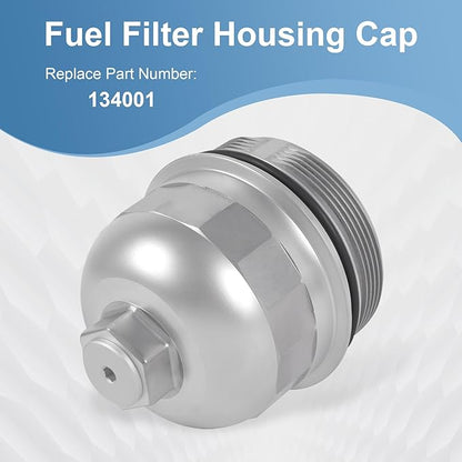 Fuel Filter Housing Cap 134001 Replacement for Chevy Cruze Silverado 2500HD 3500HD Replacement for GMC Sierra 2500HD 3500HD Duramax 6.6L L5P 2017-2024 Billet Aluminum Silver