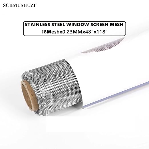 Heavy-Duty Stainless Steel Mesh Screen#18Mesh Wire Dia:0.23mm Size:48"x118"(122x300cm) 304 Stainless Steel Window Screen mesh