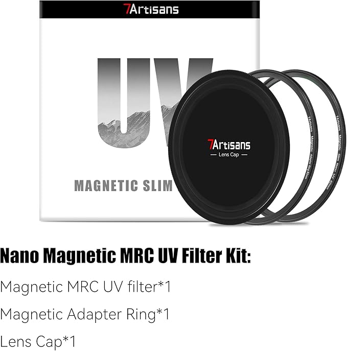 7artisans Nano Magnetic Filter UV Filter ND Light Reduction Filter/CPL Polarization Filter/GND Gradient Filter/Black Mist 1/4 Portrait Photography Filter Suitable for Lens(67mm MRCUV)
