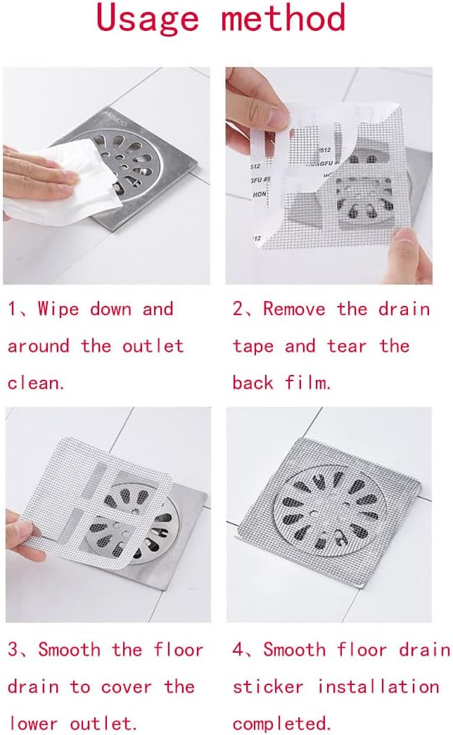 Disposable Floor Drain Sticker, Hair Drain Catcher, Shower Drain Square Mesh Stickers, Suit Sewer Filter Screen, Bathtub, Bathroom, Kitchen, Sink Floor Stickers, 30 PCS