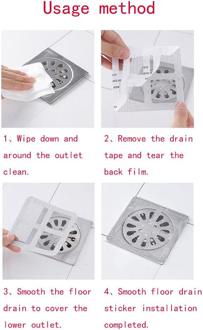 Disposable Floor Drain Sticker, Hair Drain Catcher, Shower Drain Square Mesh Stickers, Suit Sewer Filter Screen, Bathtub, Bathroom, Kitchen, Sink Floor Stickers, 30 PCS