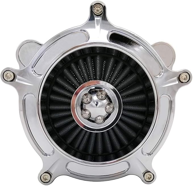Harley Air Cleaner Turbine Intake Chrome Filter Kit Cnc Cut for Motorcycle Dyna 2000 - 2017 Softail 2000 - 2015 Touring 2000 - 2007 Fitment - B (Gray)