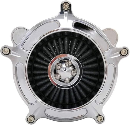 Harley Air Cleaner Turbine Intake Chrome Filter Kit Cnc Cut for Motorcycle Dyna 2000 - 2017 Softail 2000 - 2015 Touring 2000 - 2007 Fitment - B (Gray)