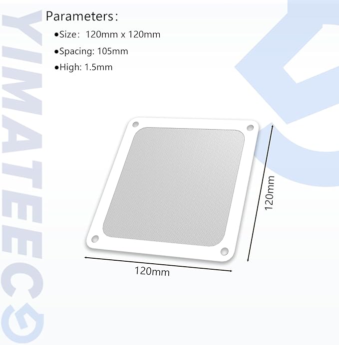 120mm Fan Filter PC Dust Filter for Computer Cooler/PSU/Routers PVC 50 Mesh, Magnetic Frame Dustproof Case Cover Fan Grills (PVC, 120 * 120mm, 2pcs, White)