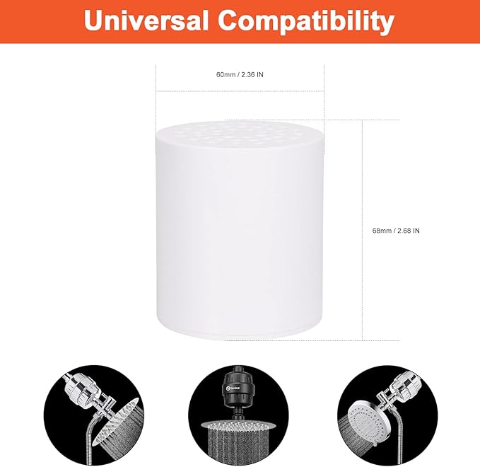 HarJue 15 Stage Shower Filter Replacement Cartridge, Universal High Output Shower Filter for Hard Water Remove Chlorine and Harmful Substances, Body Caring, 4 Pack