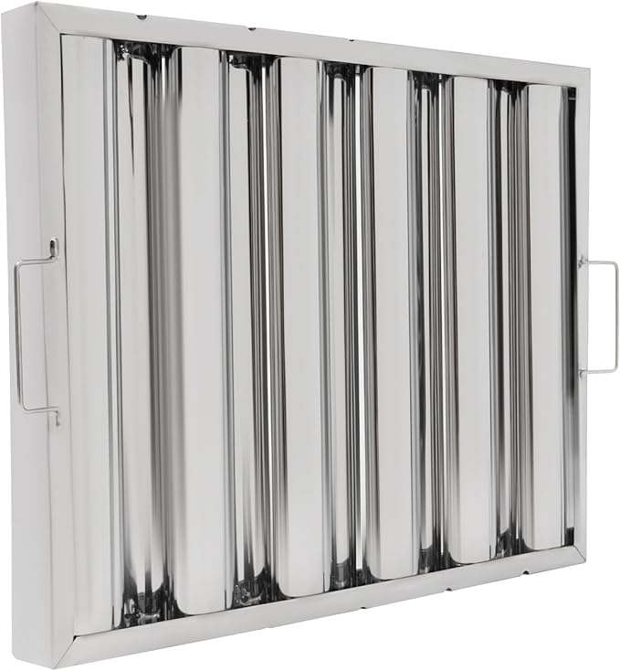 6Pcs 19.5W x 15.5H x 1.78TH Inch Commercial Hood Filters, 430 Stainless Steel 5 Grooves Hood Filters Restaurant Kitchen Exhaust Hoods for Grease Filter, Range Hood Baffle Filter