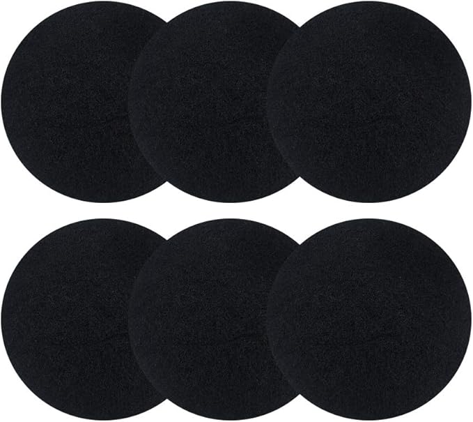 ddLUCK 6 Pack Kitchen Compost Bin Filter, Round Food Waste Bins Activated Carbon Filters,Replaceable Extra Thick Charcoal Filters for Odour Remove All Caddy Bucket,1cm Thickness