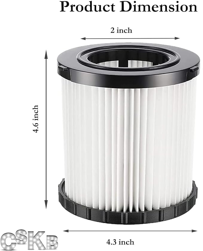 2 Pack DCV5801H Wet/Dry Vacuum HEPA Replacement Filter Compatible with DeWalt DCV580 & DCV581H, Reusable and Washable